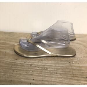 Tkees Thong Sandals Womens 9 Gold Vegan Leather Gold Lily Metallic Flip Flops